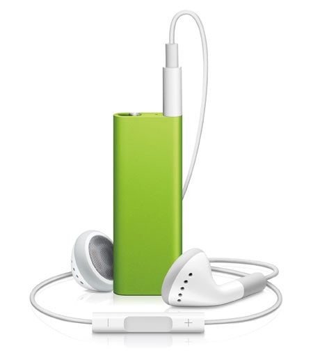 With the press of a button, users can play, pause, adjust volume and switch playlists, plus the VoiceOver feature lets iPod shuffle speak song titles, artists and playlist names.