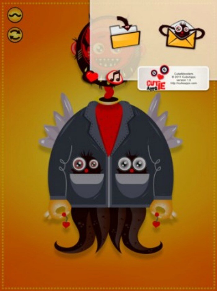 <b>CutieMonsters</b>: This app stars, surprise!, cute monsters. The app allows children to design their own monsters by just combining the three parts - head, body, legs. Simple. <b>Price</b>: $1.99 for iPad.