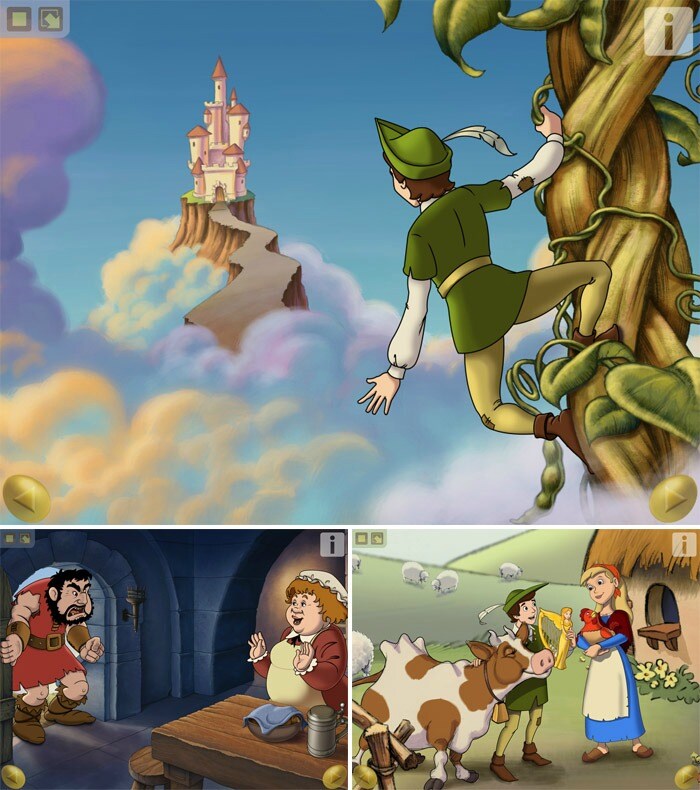 <b>Jack and the Beanstalk Children's Interactive Storybook</b>: This is a full 10 page story book which comes with additional fun features like mini-games and hidden Easter eggs. <b>Price</b>: $3.99 for the iPad