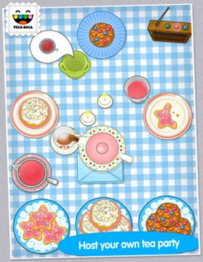 <b>Toca Boca's Tea Party</b>: Tea party time for little girls with this app. It allows them to virtually set the table with cups, plates, tea-pots, coffee, juice and delicious eatables like cakes and sandwiches. Invite friends! <b>Price</b>:$2.99 for iPad.