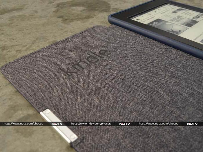 Kindle branding on the inside of the flip case of Kindle Paperwhite 3G (2013).