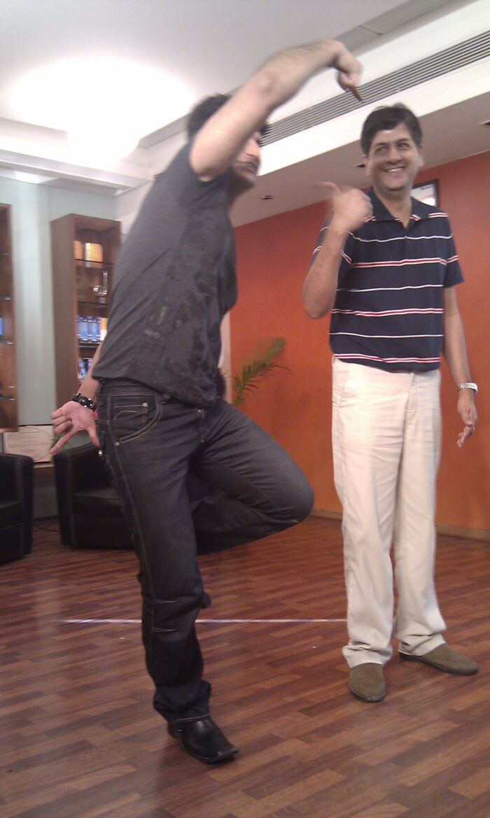 The Guru's going back to youth while trying out the games for Microsoft's Kinect. (Photo: Sameer Mitha)
