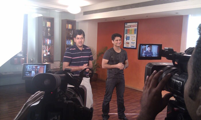 Behind the scene on the sets of Gadget Guru taking a first look at Microsoft's Kinect. (Photo: Sameer Mitha)