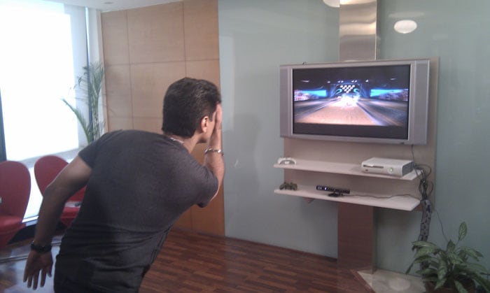Rajiv Makhni trying his hand at bowling. (Photo: Sameer Mitha)
