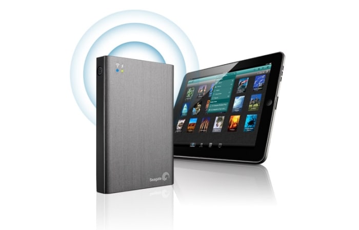 Seagate Wireless Plus mobile device storage is designed to wirelessly stream content for up to eight smartphones or tablets with enough space for up to 500 high-definition movies, it also includes a 10-hour battery life.