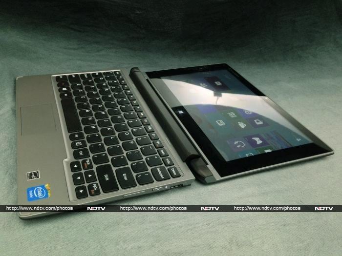The Lenovo IdeaPad Flex 10 has a keyboard and trackpad which can be placed face down to bring the screen forward.