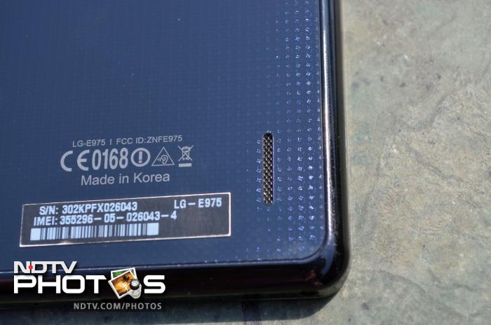 There's a small speaker grill towards the lower part of the phone.
