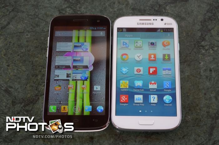 Screen comparison: Micromax Canvas HD vs Samsung Galaxy Grand.