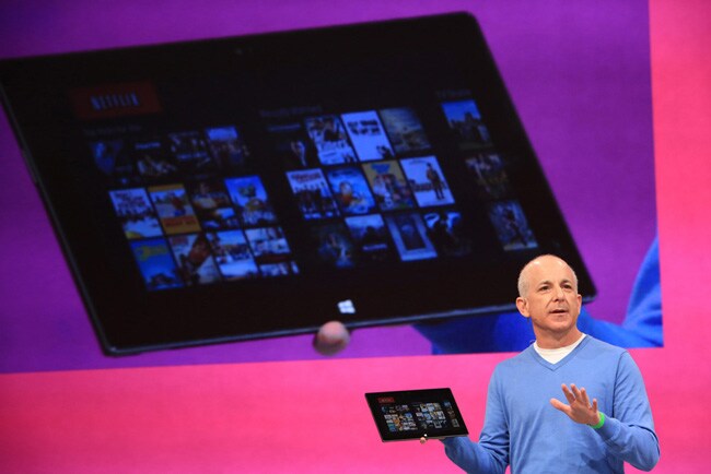 Steven Sinofsky, President, Windows and Windows Live Division shows off the tablet's multimedia capabilities.
