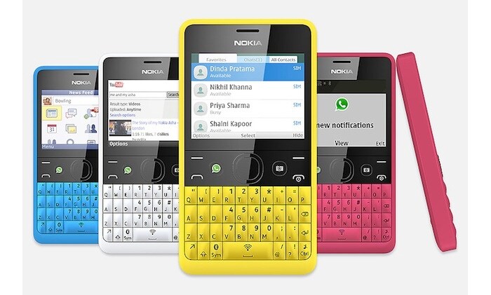 Nokia Asha 210 comes with a QWERTY keyboard and a dedicated WhatsApp button, has a 2-megapixel camera, Wi-Fi and has single-SIM and dual-SIM options.<br /> 
Launch Price: Rs. 3,900<br />
<a href="http://gadgets.ndtv.com/mobiles/news/nokia-unveils-asha-210-with-wi-fi-and-dedicated-whatsapp-button-358329">Read more</a>