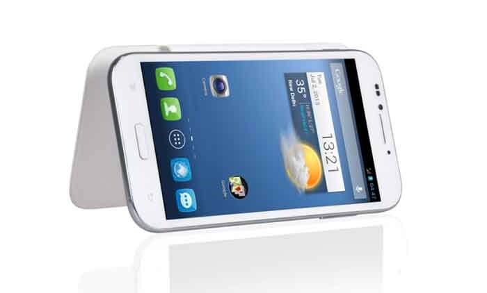 <a href="http://gadgets.ndtv.com/karbonn-titanium-s9-909">Karbonn Titanium S9</a> sports 5.5-inch HD IPS display, is powered by 1.2GHz quad-core processor and comes with a 13-megapixel rear camera with LED flash and 5-megapixel front shooter.<br />
Launch Price: Rs. 19,990<br />
<a href="http://gadgets.ndtv.com/mobiles/news/karbonn-titanium-s9-with-55-inch-display-android-42-launched-for-rs-19990-388358">Read more</a>