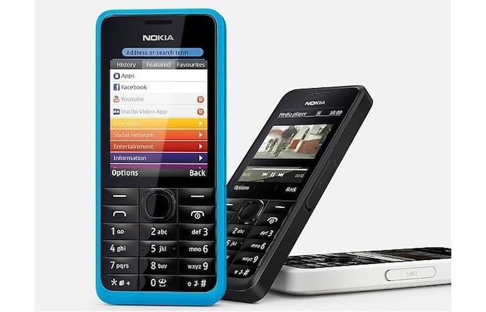 <a href="http://gadgets.ndtv.com/nokia-301-dual-sim-476">Nokia 301</a> has a 2.4-inch LCD screen with a resolution of 240x320 pixels, has an alphanumeric keypad and runs Nokia's proprietary Series 40 operating system.<br /> 
Launch Price: Rs. 5,349<br />
<a href="http://gadgets.ndtv.com/mobiles/news/nokia-301-with-dual-sim-support-launched-for-rs-5349-386359">Read more</a>