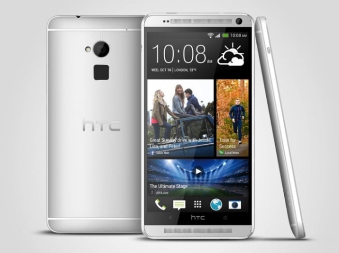 <a href="http://gadgets.ndtv.com/htc-one-max-1081">HTC One Max</a> comes with 5.9-inch full-HD LCD display and runs Android 4.3 Jelly Bean.<br />

<a href="http://gadgets.ndtv.com/mobiles/news/htc-one-max-with-59-inch-full-hd-display-fingerprint-scanner-launched-432168">Read more</a>