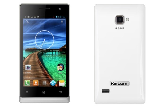 The <a href="http://gadgets.ndtv.com/karbonn-a-12+-1080">Karbonn A12+</a> comes with 4-inch WVGA (480x800 pixel) IPS display and is powered by 1.3GHz dual core processor.<br />

<a href="http://gadgets.ndtv.com/mobiles/news/karbonn-a12-with-android-42-available-online-karbonn-a18-listed-as-well-432129">Read more</a>