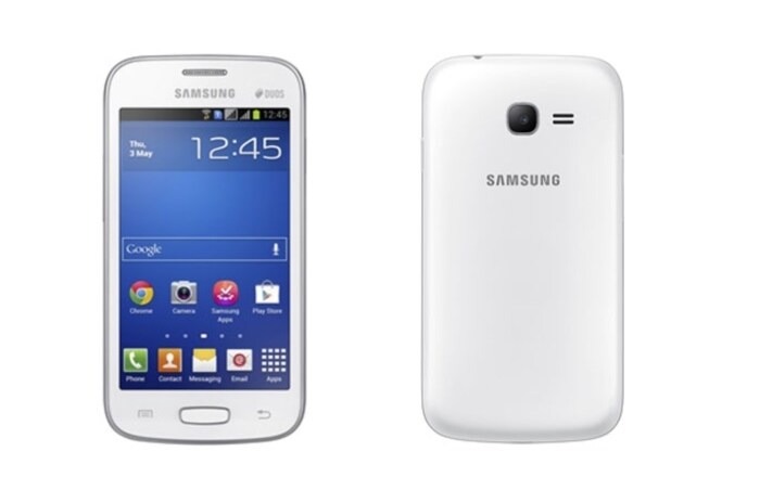 Samsung <a href="http://gadgets.ndtv.com/samsung-galaxy-star-pro-1057">Galaxy Star Pro</a> runs Android 4.1 Jelly Bean and supports dual-SIM (GSM+GSM).<br />


<a href="http://gadgets.ndtv.com/mobiles/news/samsung-galaxy-star-pro-listed-for-rs-6730-on-companys-online-india-store-430403">Read more</a>