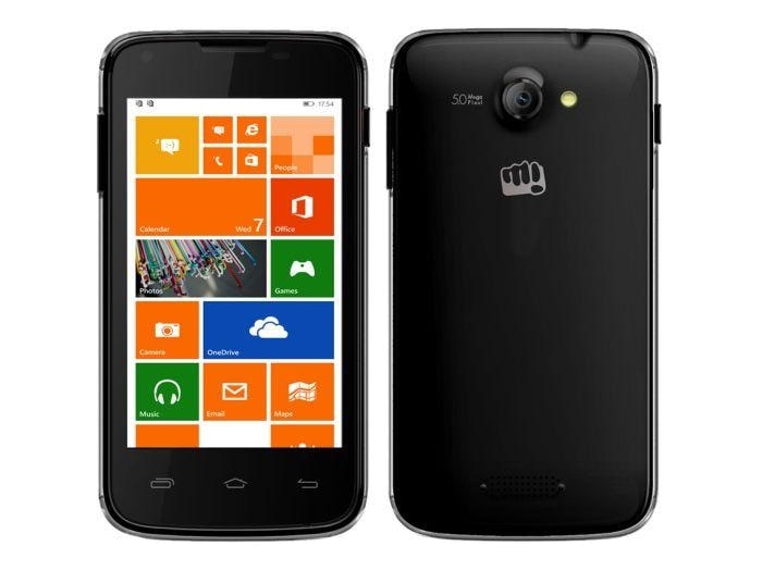 <a href="http://gadgets.ndtv.com/micromax-canvas-win-w092-1696">Micromax Canvas Win W092</a> is powered by a 1.2GHz quad-core Qualcomm Snapdragon 200 SoC processor.
<br /> 	

<a href="http://gadgets.ndtv.com/mobiles/news/micromax-launches-two-budget-windows-phone-81-smartphones-in-india-542312"> Read more </a>