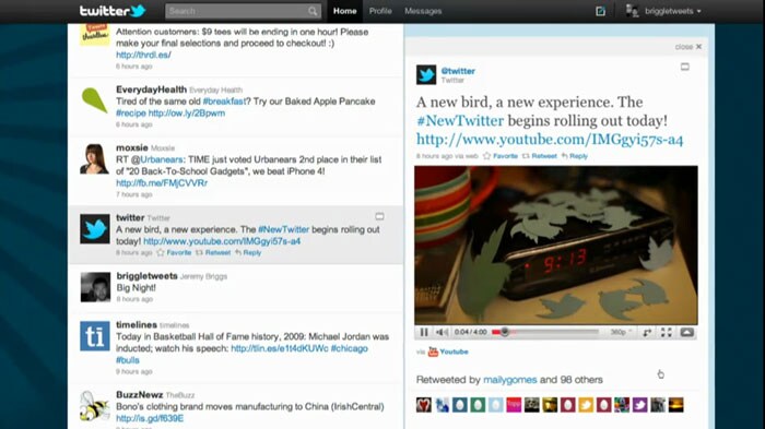 A YouTube video viewed seamlessly on the new twitter page.