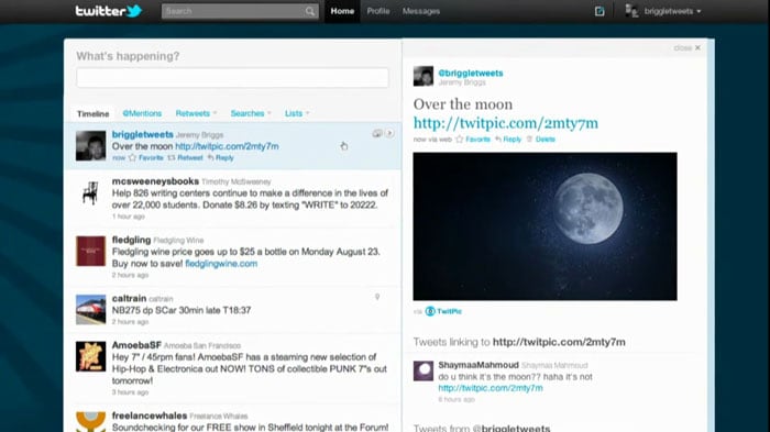 Images are also displayed on the side bar when an image tweet is clicked upon.