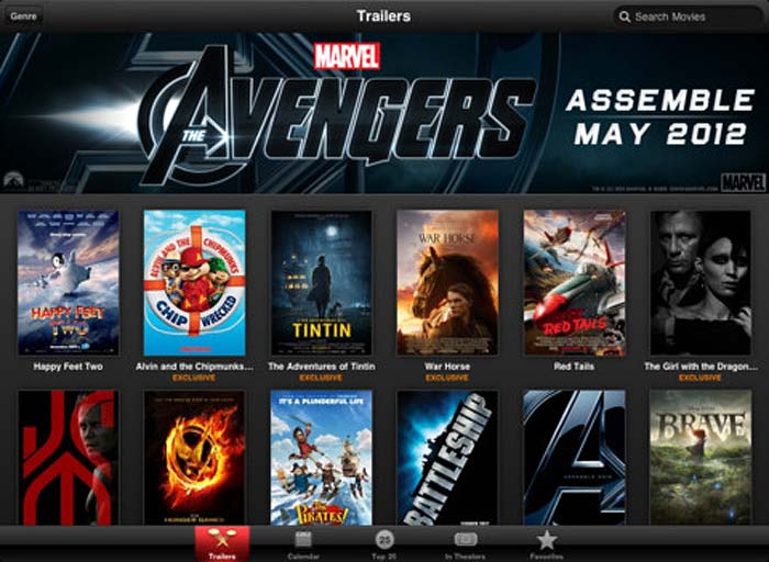 <b>Free</b><br />iTunes Movie Trailers puts the newest and most exclusive movie previews in HD in your hands. Browse trailers, clips, and featurettes for the biggest Hollywood blockbusters and independent cinema. | <b><a href="http://itunes.apple.com/us/app/itunes-movie-trailers/id471966214?mt=8" target="_blank">Details and download</a></b>