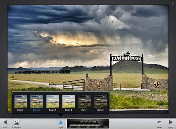 <b>Paid</b><br />Snapseed makes any photograph a fun, high-quality photo experience right at your fingertips. You can enhance, transform, and share their photos with ease using the advanced features from Snapseed. | <b><a href="http://itunes.apple.com/us/app/snapseed/id439438619?mt=8" target="_blank">Details and buy</a></b>