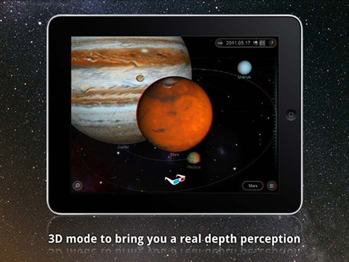 <b>Paid</b><br />Like your chuldhood's handmade Solar system model? You will like it even more. Solar Walk is a an interactive model of the Solar system and the Milky Way galaxy. | <b><a href="http://itunes.apple.com/in/app/solar-walk-3d-solar-system/id347546771?mt=8" target="_blank">Details and buy</a></b>