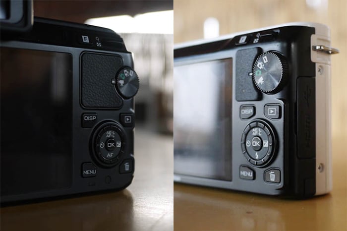 The menu buttons on both the cameras are similar in terms of placement, however the buttons on Nikon V1 are slightly bigger than the Nikon J1