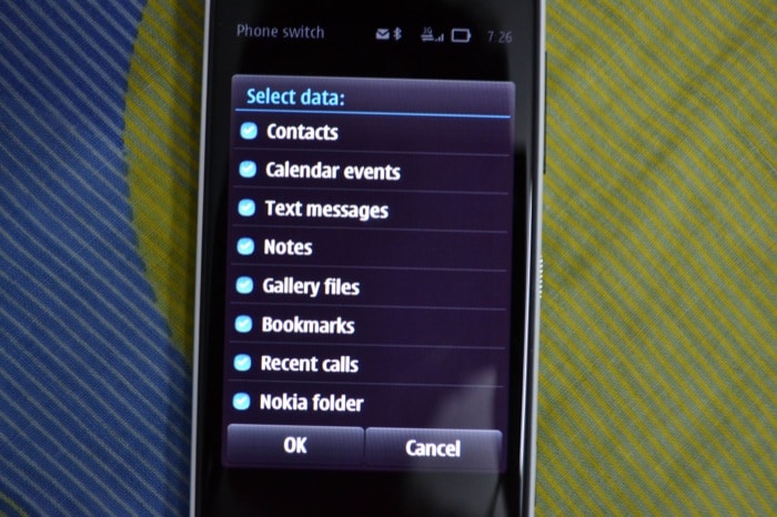 The Phone Switch app that offers to import contacts, messages and data from another Nokia over Bluetooth. It worked great in our tests.