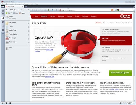Opera Unite: Web server on a Web browser