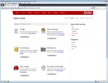 For Web developers, Opera Unite services are based on the same open Web standards as Web sites today. This would simplify the complexity of authoring cutting-edge Web services.