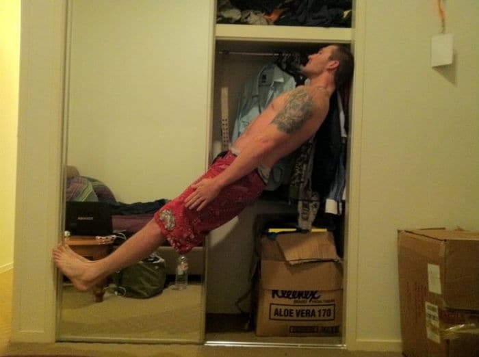 Planking in mid air. Now that takes some serious concentration.