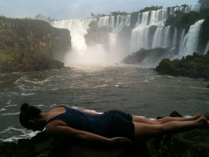 Iguazu Falls are beautiful. Especially if your planking right in front of it!