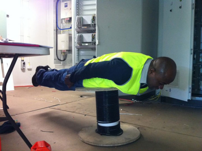 International engineer plank. Look, no hands!