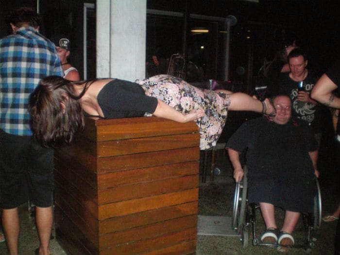 Normandy plank: wonder why she hasn't fallen yet?