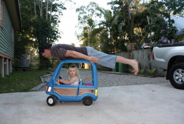 Planked on your child's car. All the better for daddy to keep an eye on his little girl
