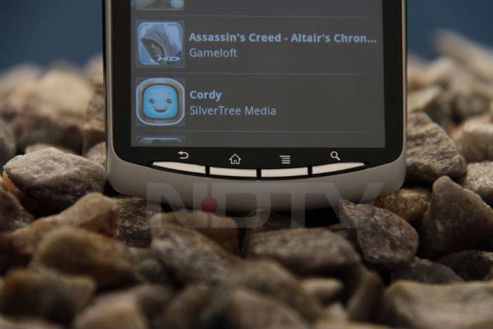 There are 4 physical keys at the bottom of the screen for navigation ? back, home, menu and search. That these buttons are physical rather than touch sensitive is a plus, but they are not backlit which makes it impossible to use them in the dark. (Photo:Dr. Sanjay Nigam)