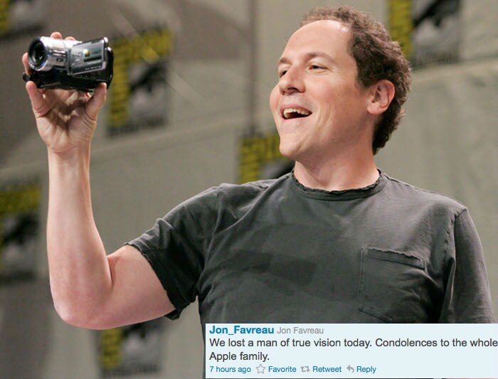 <b>Jon Favreau Tweeted:</b>
We lost a man of true vision today. Condolences to the whole Apple family.