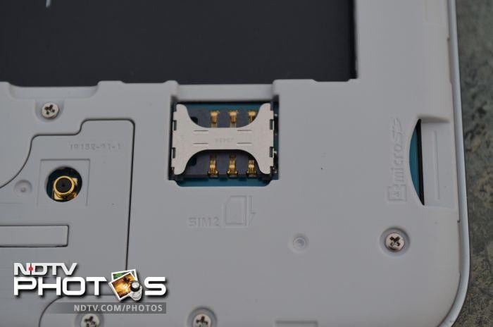 The second SIM card slot along with the microSD card slot.