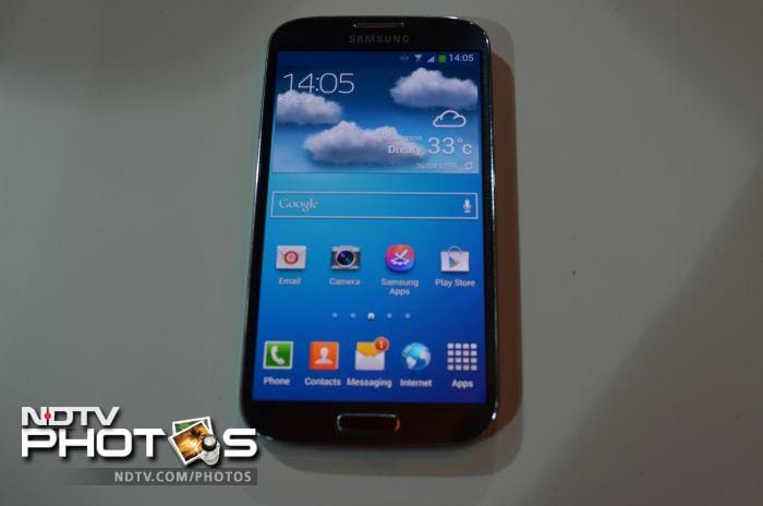 The Galaxy S4 runs Android 4.2.2 Jelly Bean.