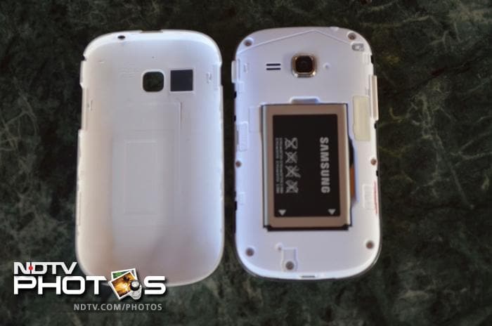 The phone has a removable back cover.