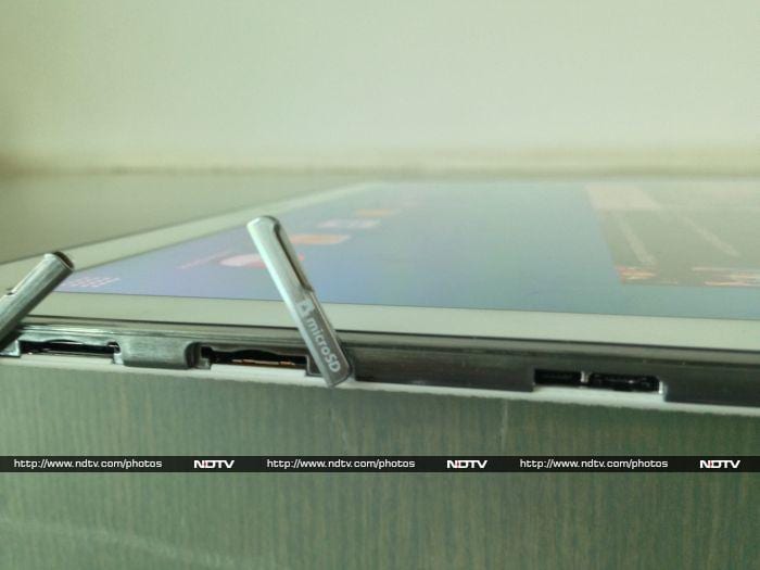 The Samsung Galaxy Note Pro has protective flaps for the SIM card and microSD slots.