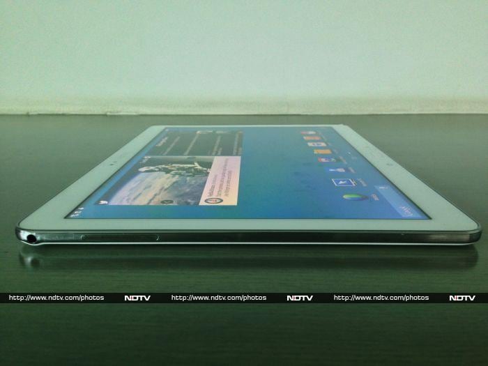 On the left edge, there's a only a speaker grille and a standard 3.5mm socket for headsets.