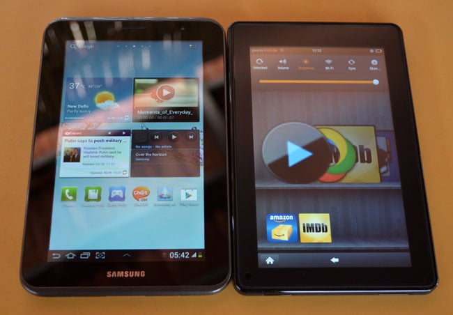 Samsung Galaxy Tab 2 310 with Amazon Kindle Fire.