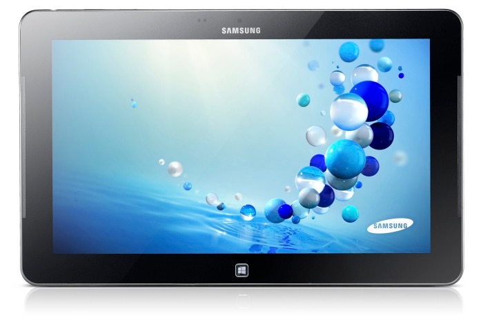 The Samsung ATIV Smart PC and Samsung ATIV Smart PC Pro (pictured here) can also function in stand-alone mode as Windows 8 tablets.