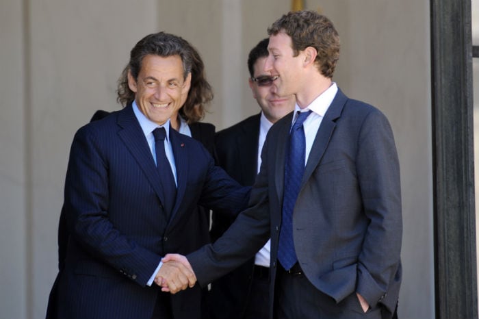 Let's Shake On It: Things seem to have gone well between the French statesman and the American whizkid. (Photo: AFP)