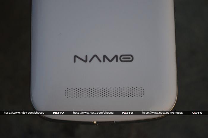 The Namo branding and a speaker outlet is located towards the lower part of the phone's back.