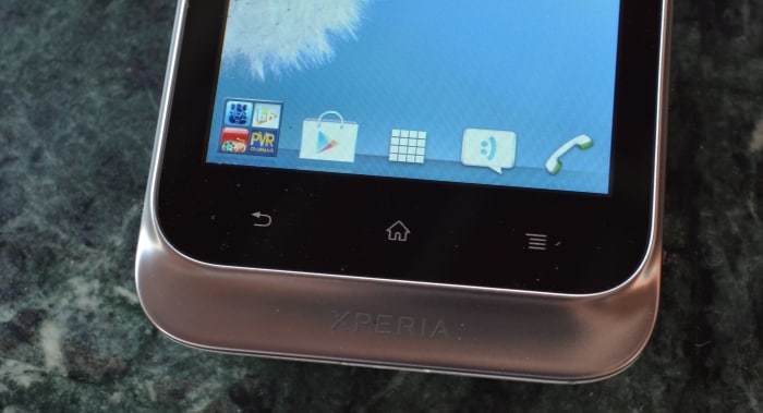 The Xperia tipo has three capacitive Android buttons - back, home and menu.