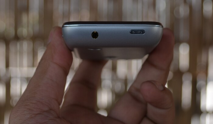 The top panel has the power on button and the 3.5mm jack.