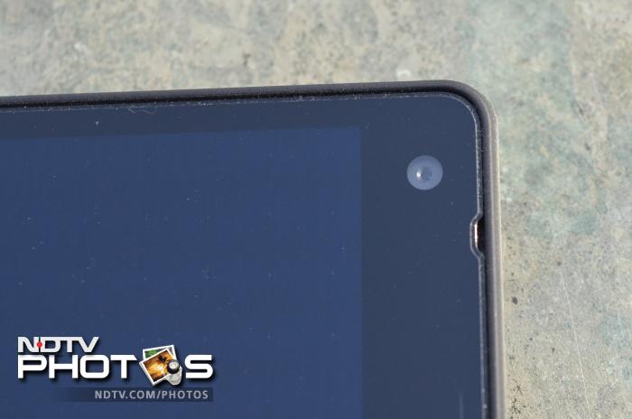 The front camera is  placed on the right hand side toward the lower half of the phone.