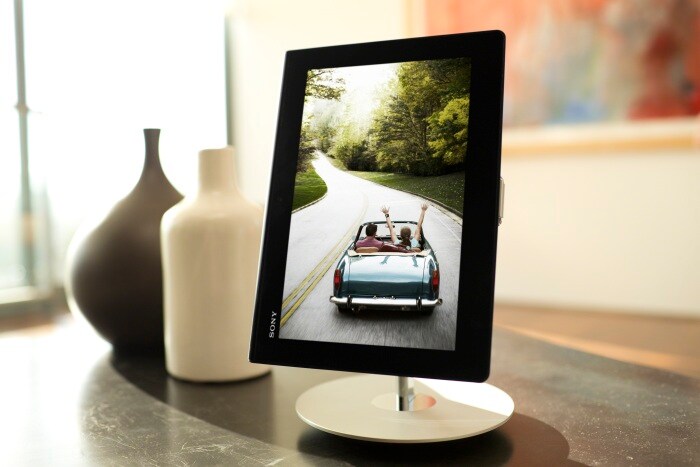 The Sony Xperia Tablet (pictured here with a docking stand) comes with 8-megapixel rear and 1-megapixel front camera.