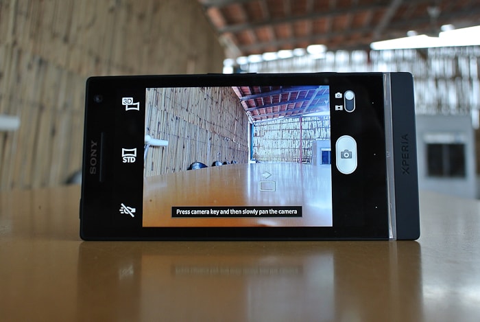 The camera gives you a special option to click 3D panorama.